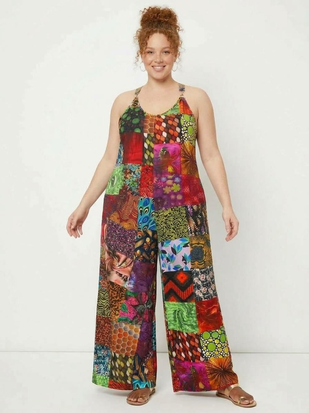 SHEIN Patchwork Wide-Leg Jumpsuit Size 3XL